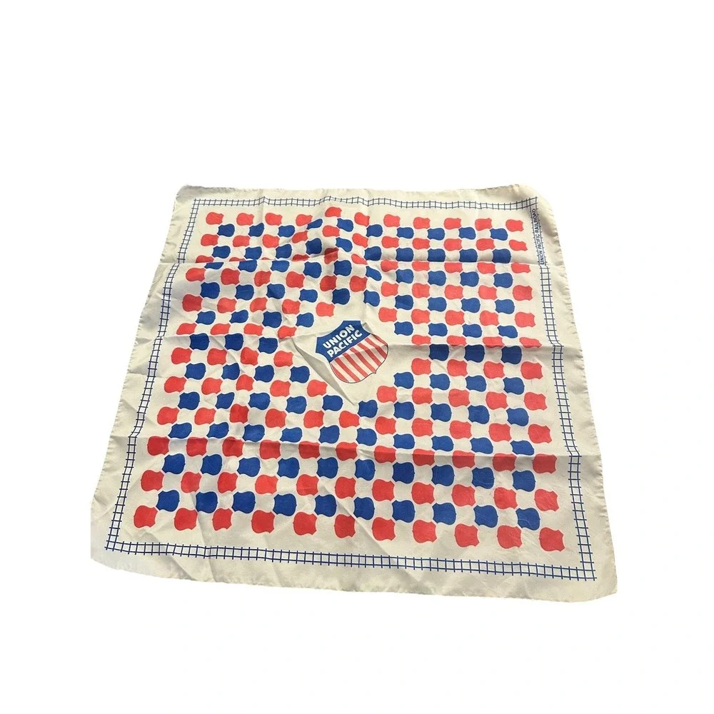 Vintage Union Pacific Railroad Scarf 100% Polyester Made In USA 22